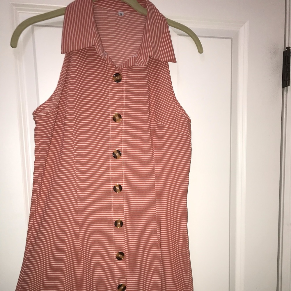 Button down striped short dress